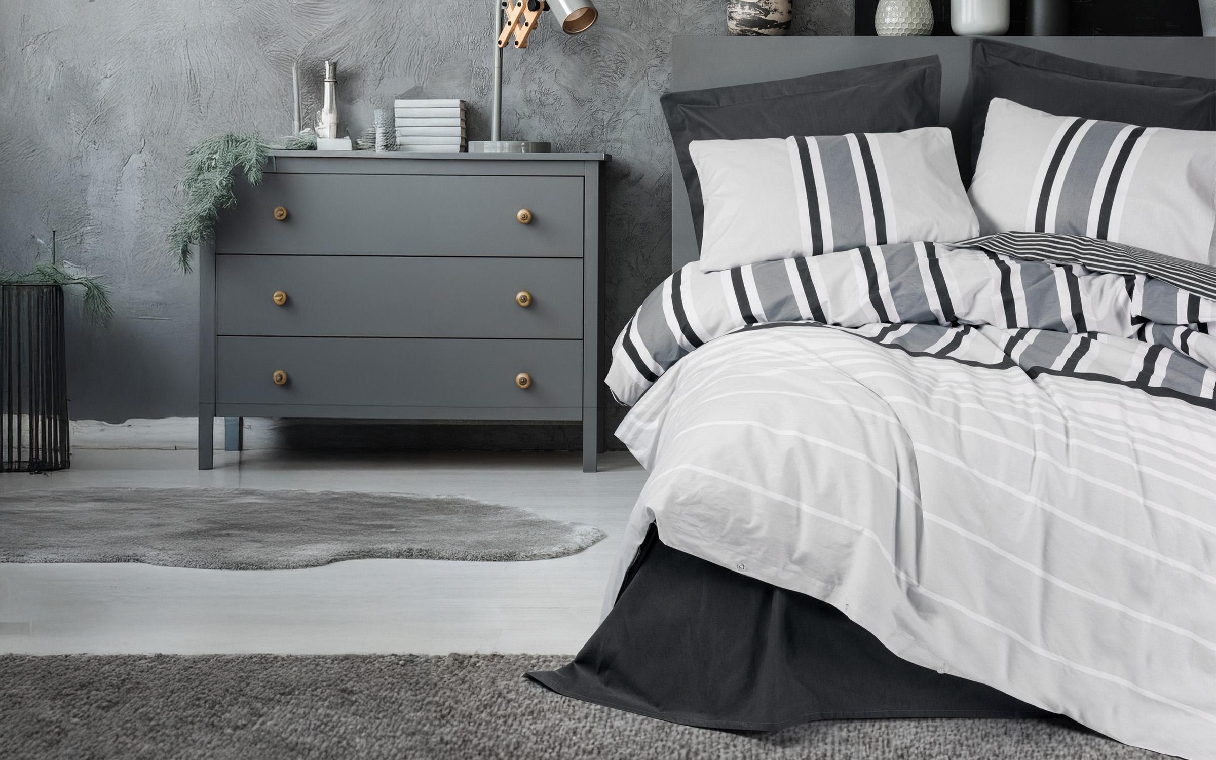 4 piese 200/220 cm; Ranforce 100 % Bumbac Lenjerie de pat Nobby, antracit  1